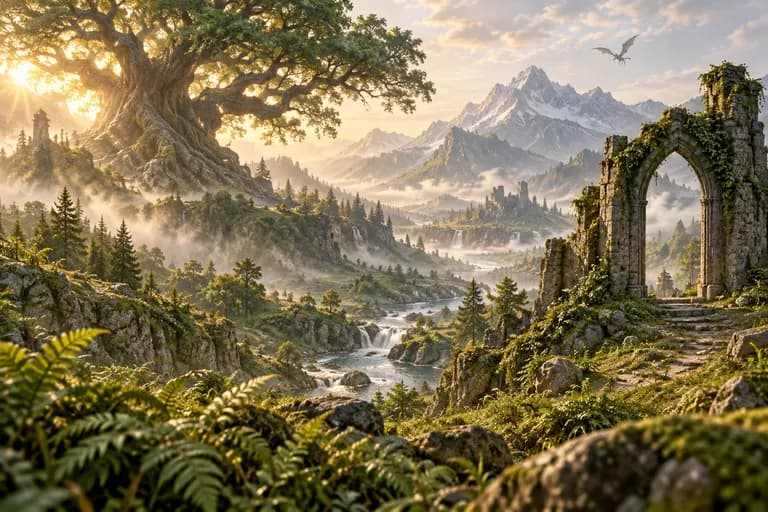 Originales Konzeptbild einer Wildnis, kein Spiel-Screenshot